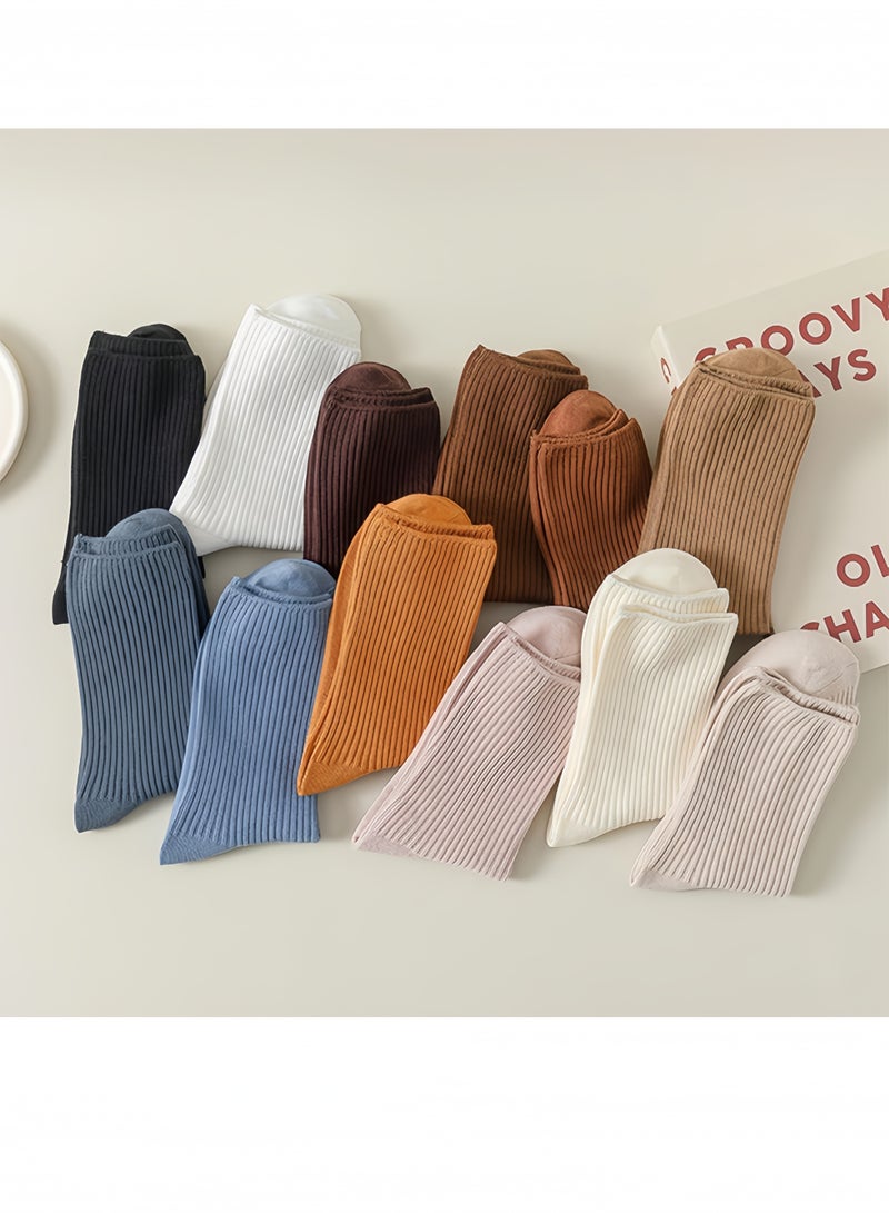 BELANO 4 Pack Women’s Crew Socks, Cotton Breathable Soft Casual Athletic, Cute Assorted Colors, Everyday Comfort - Image 4