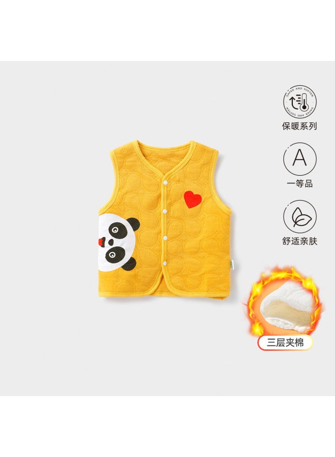YISHUANGER Baby Vest, Spring And Autumn Cotton-padded New Year's Outfit, Unisex Baby Outerwear Vest, Small Mandarin Jacket, Layering Warm Vest, Versatile - Image 2