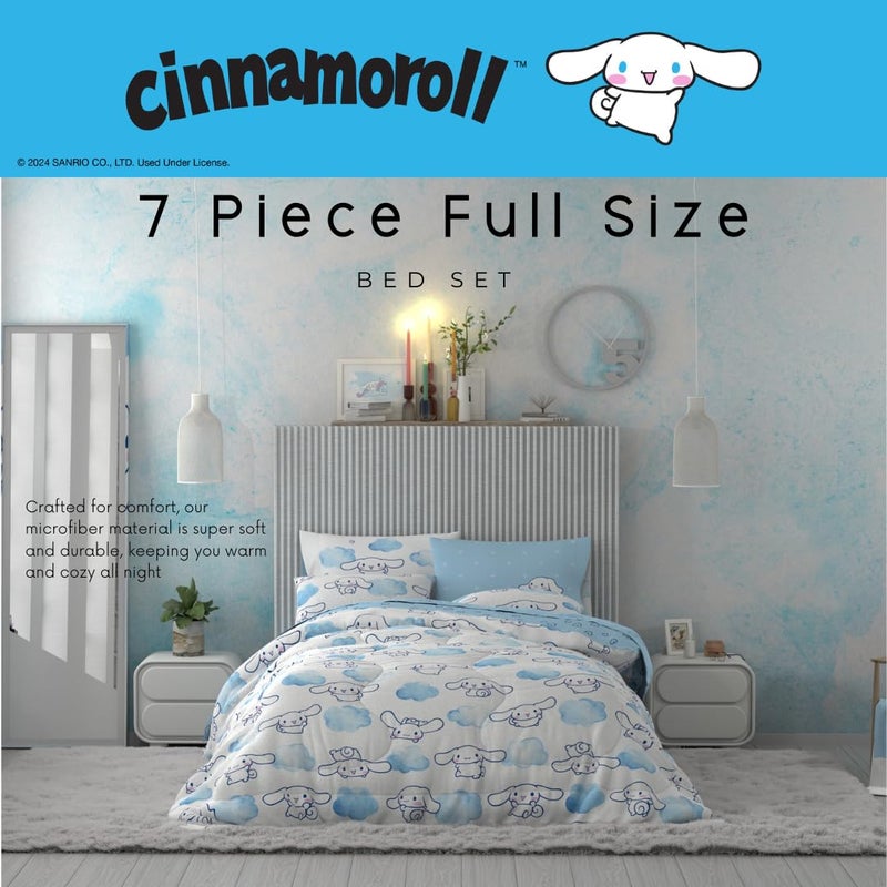 Franco Cinnamoroll Bedding 7 Piece Super Soft Cozy Reversible Comforter and Sheet Set with Sham, Full, (100% Official Licensed Product) by Franco - Image 3