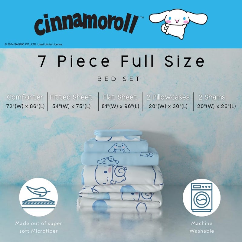 Franco Cinnamoroll Bedding 7 Piece Super Soft Cozy Reversible Comforter and Sheet Set with Sham, Full, (100% Official Licensed Product) by Franco - Image 2