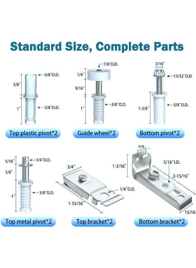 4 Pack Bifold Door Hardware Repair Kit, 7/8 Guides Wheel, Pantry Hardware Replacement Parts for Folding Pocket Door Accordion Door Barn Door  - Image 5