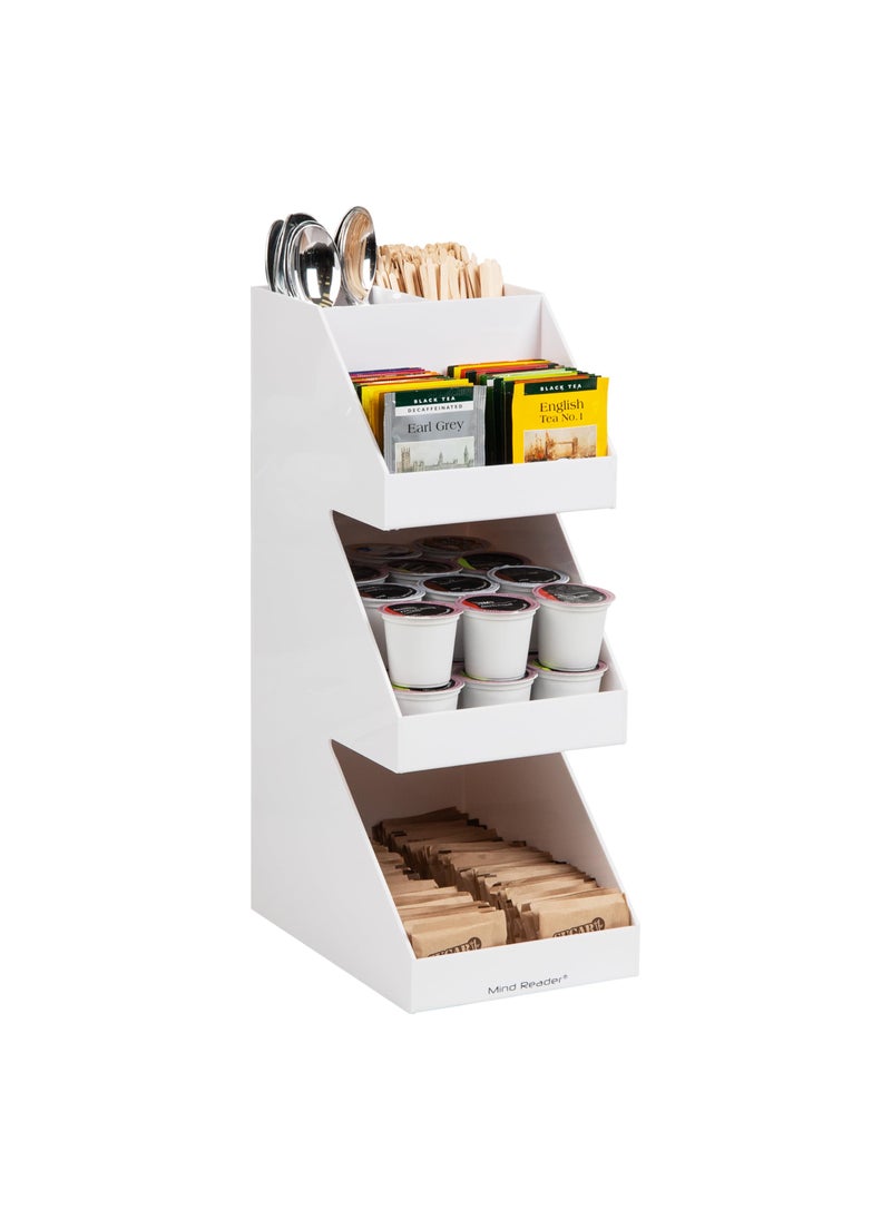 Mind Reader Mind Reader Coffee Tea Utensil and Condiment Station Countertop Organizer Coffee Bar Kitchen 6L x 9W x 16H White 