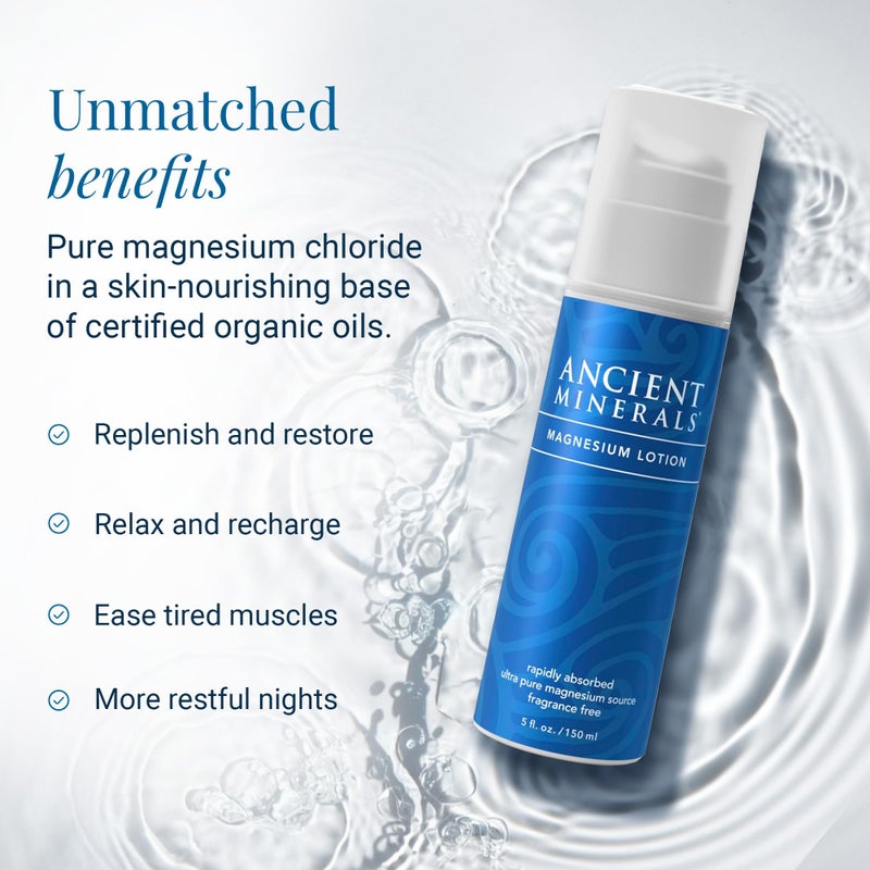 Ancient Minerals Magnesium Lotion â€“ Zechstein Magnesium Chloride Cream with Shea Butter, Organic Oils & Hyaluronic Acid for Skin Hydration, Non-Greasy Body Lotion, 5oz - Image 3