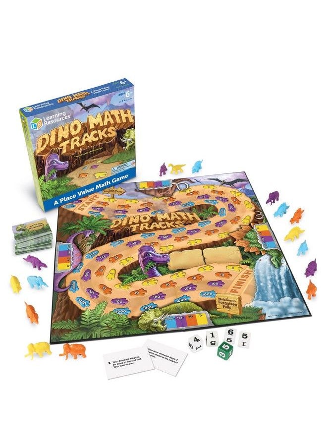 Learning Resources - Dino Math Tracks Game Ages 6+ Addition And Subtraction Dinosaur Game Kindergarten Math Games Board Games For Kids - Image 1