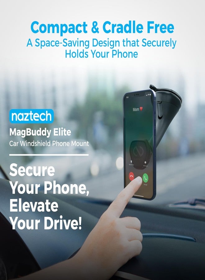 Naztech MagBuddy Elite Car Phone Holder Mount - Windshield Phone Mount Car, Cellphone Holder for iPhone & Android, Automobile Window Suction Cup for Truck, Hands-Free Magnetic Mobile Holders - Image 3