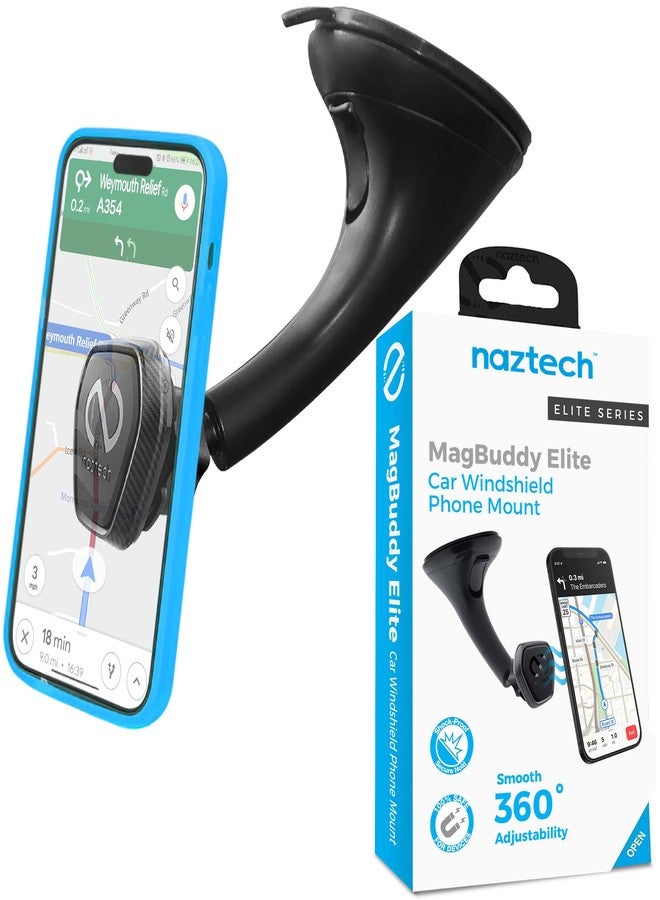 Naztech MagBuddy Elite Car Phone Holder Mount - Windshield Phone Mount Car, Cellphone Holder for iPhone & Android, Automobile Window Suction Cup for Truck, Hands-Free Magnetic Mobile Holders - Image 1