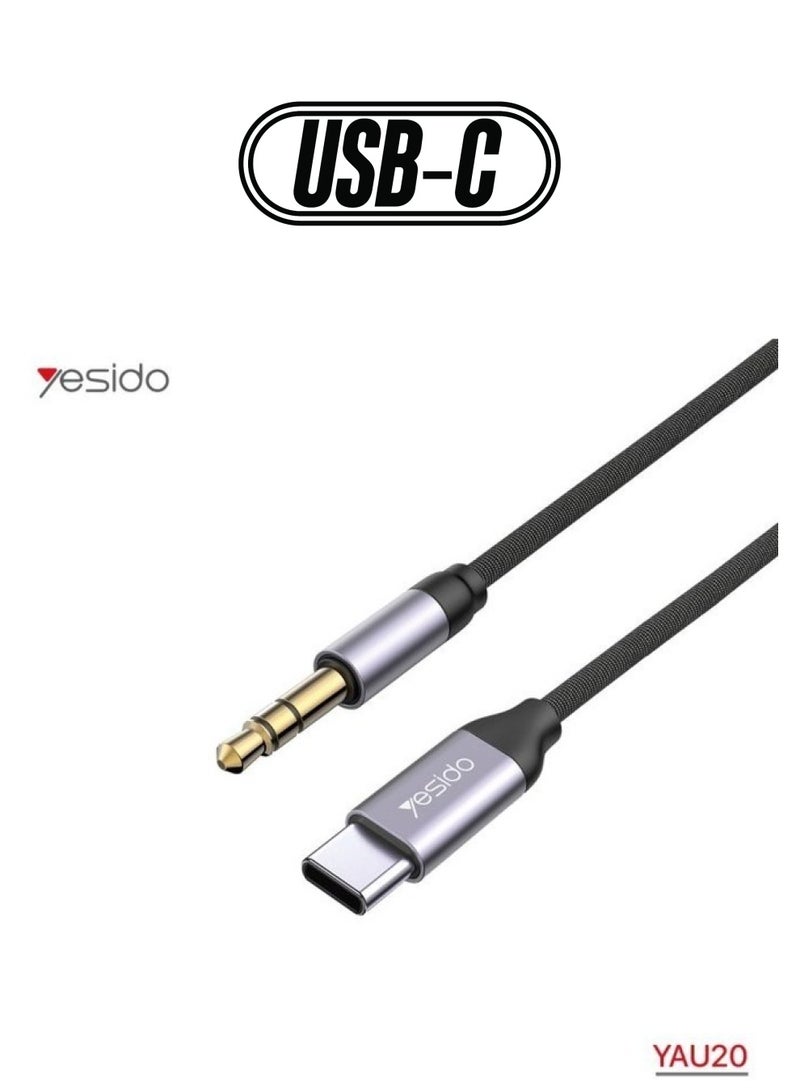 "YAU20 Type-C to 3.5mm AUX Adapter – High-Quality Audio Cable for Connecting USB-C Devices to Headphones and Speakers" - Image 1