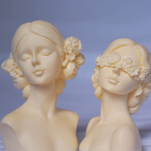 ESEDAGE 2 Pack Braid Girl Shape Portrait Candle Resin Mold - Resin Casting Silicone Molds for Home Decor & Candle Making Wave Spiral Mold - Image 1