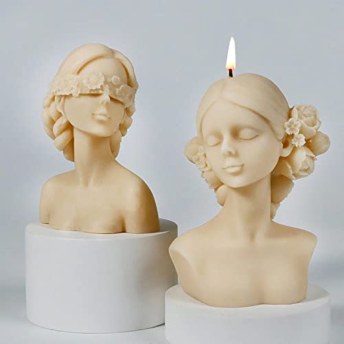 ESEDAGE 2 Pack Braid Girl Shape Portrait Candle Resin Mold - Resin Casting Silicone Molds for Home Decor & Candle Making Wave Spiral Mold - Image 5