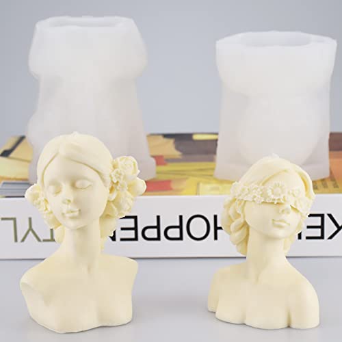 ESEDAGE 2 Pack Braid Girl Shape Portrait Candle Resin Mold - Resin Casting Silicone Molds for Home Decor & Candle Making Wave Spiral Mold - Image 2