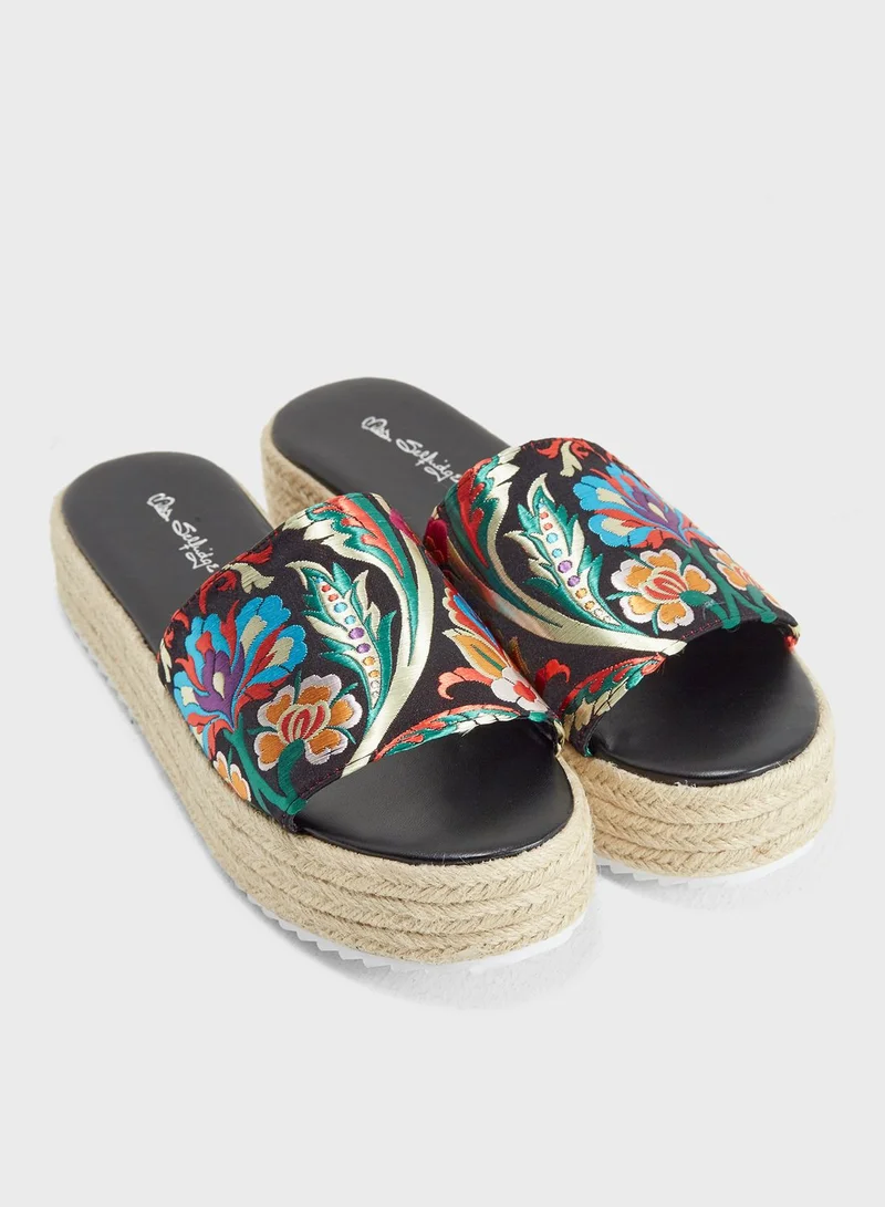 Miss Selfridge Espadrille Slide Flatform