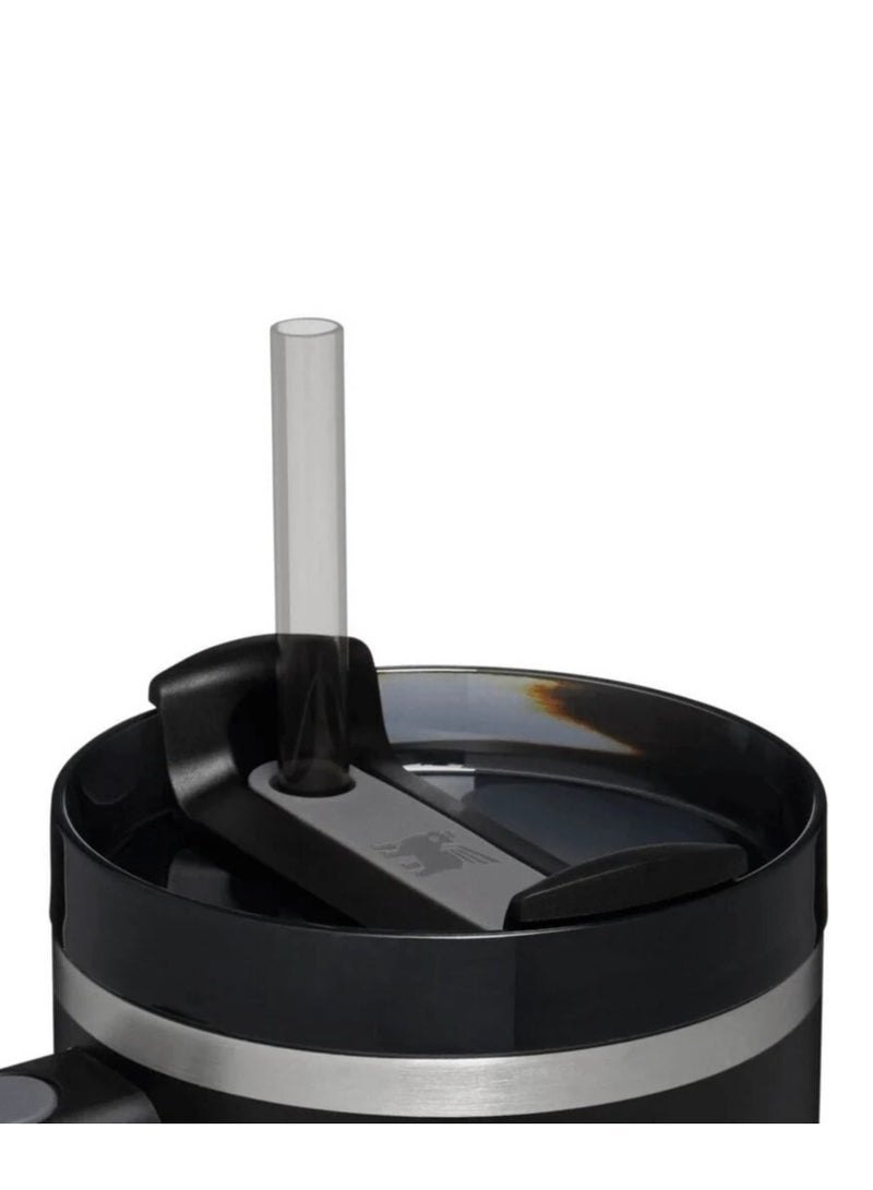 Quencher H2.0 FlowState Vacuum Insulated Tumbler – 40oz Black Stainless Steel Travel Mug with Leakproof Lid & Reusable Straw | Double-Walled Design Keeps Drinks Hot for 7 Hours & Cold for 24 Hours | Durable, Spill-Resistant, BPA-Free, Eco-Friendly & Travel-Ready Hydration Mug for Daily Use, Gym, Office & Outdoors