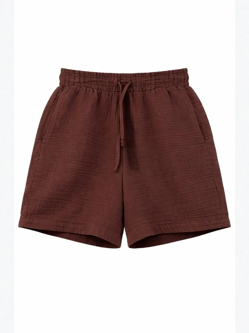 MixRay Mixray High-Waist Textured Wide-Leg Shorts