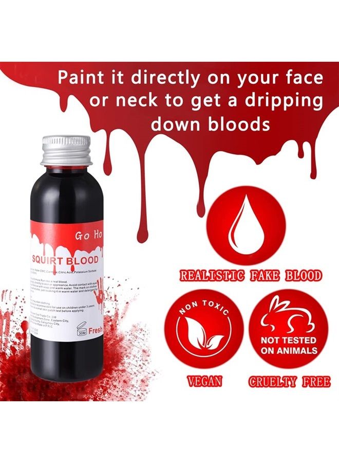 Fake Blood Makeup(1 oz),Realistic Effects Fake Blood Washable for Scar Wound and Clothes,Easy Dry Flow Fake Blood for Eyes Drips Nose Bleeds,Halloween Blood for Cosplay SFX Zombie Vampire Specia