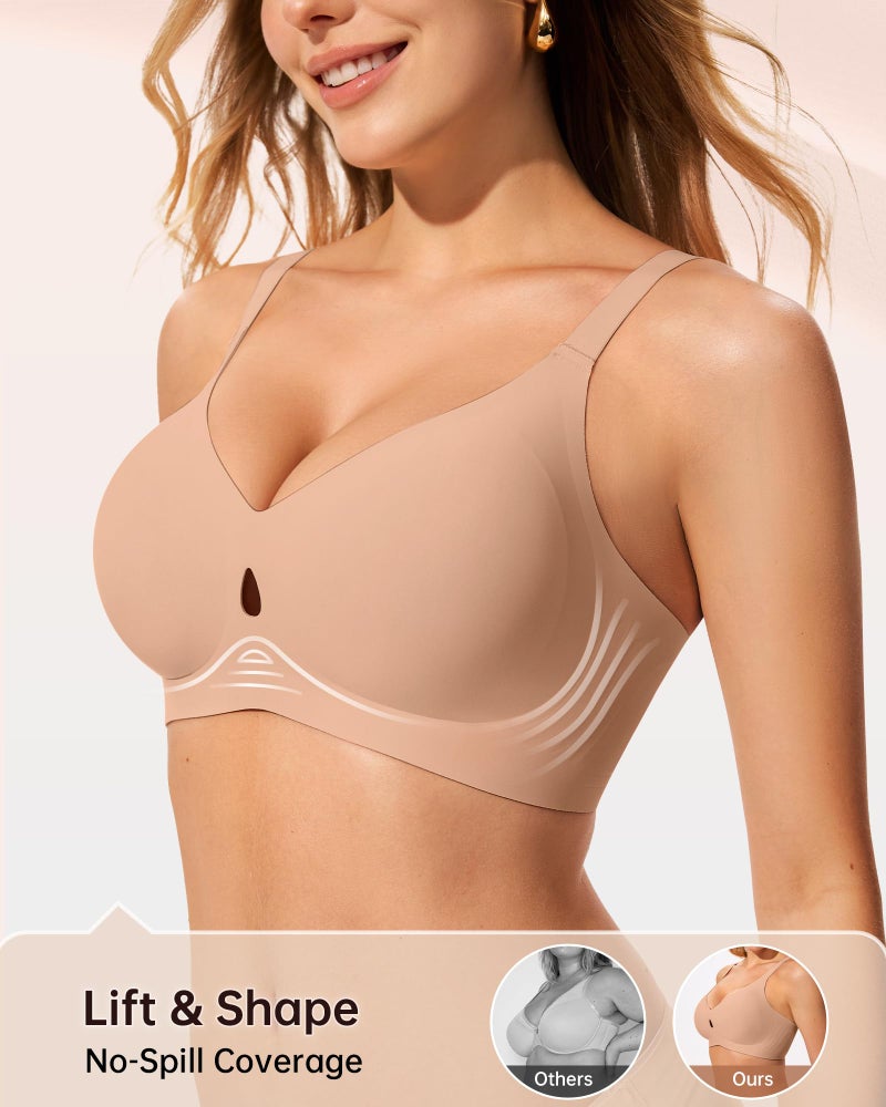 LetsJoli Womens Bras Wireless No Underwire Seamless Push Up Full Coverage Supportive Womens Bralettes Everyday Fashion Bra(Caramel,M) - Image 3