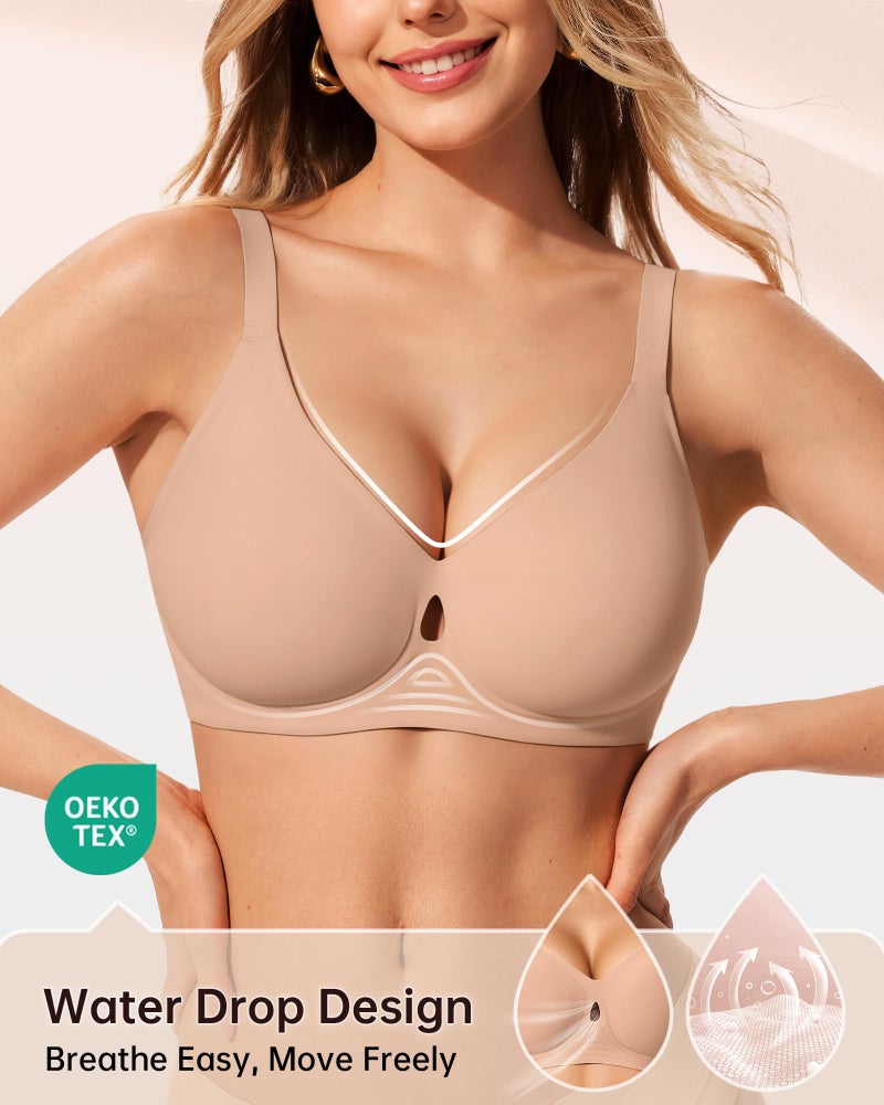 LetsJoli Womens Bras Wireless No Underwire Seamless Push Up Full Coverage Supportive Womens Bralettes Everyday Fashion Bra(Caramel,M) - Image 2