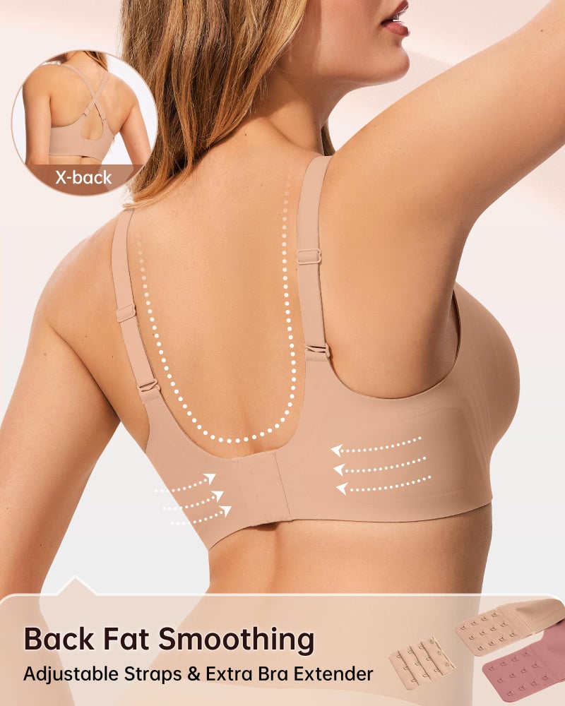 LetsJoli Womens Bras Wireless No Underwire Seamless Push Up Full Coverage Supportive Womens Bralettes Everyday Fashion Bra(Caramel,M) - Image 4