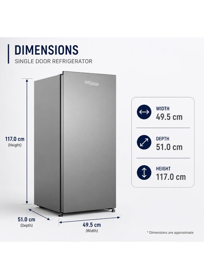 SUPER GENERAL 180 Liters Gross, 153 Liters Net Single Door Defrost Refrigerator, Inox - SGR185C SGR185C Inox - Image 5