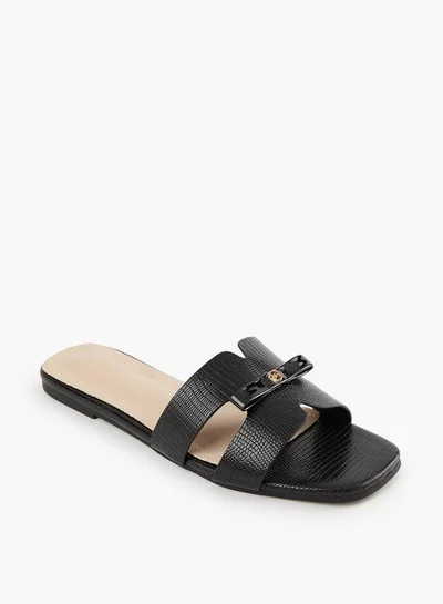 Flora Bella By Shoexpress Bow Accent Slip-On Flat Sandals