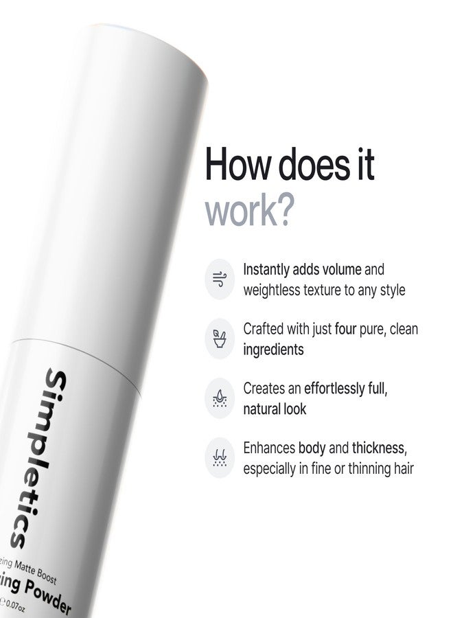 Simpletics Texturizing Powder - All Natural, 4 Ingredient Nourishing Formula with Rice Starch - Chemical Free - Gives Volumized, Texturized, Matte Finish to Men & Women (2 Pack) - Image 3