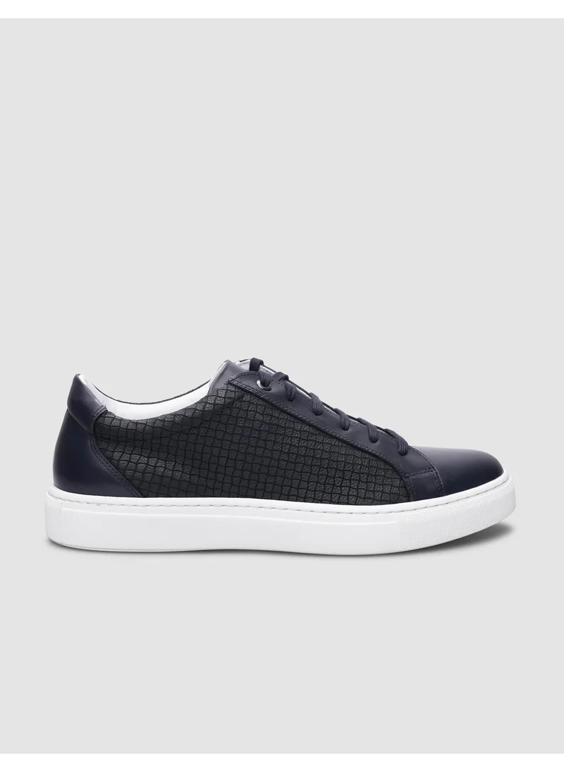 كاباني Navy Blue Square Patterned Lace-Up Men's Sneaker