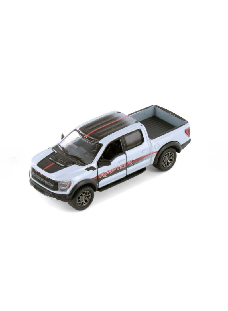 Kinsmart 1:78 Scale -2022 Ford F-150 Raptor Livery Edition Die-Cast Pickup Truck-Silver - Image 1