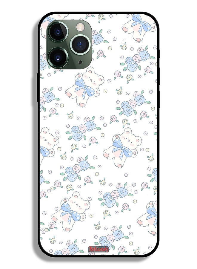 Tolwak حافظة حماية آبل آيفون 11 برو ماكس أيقونة دب لطيف وزهور - Image 2