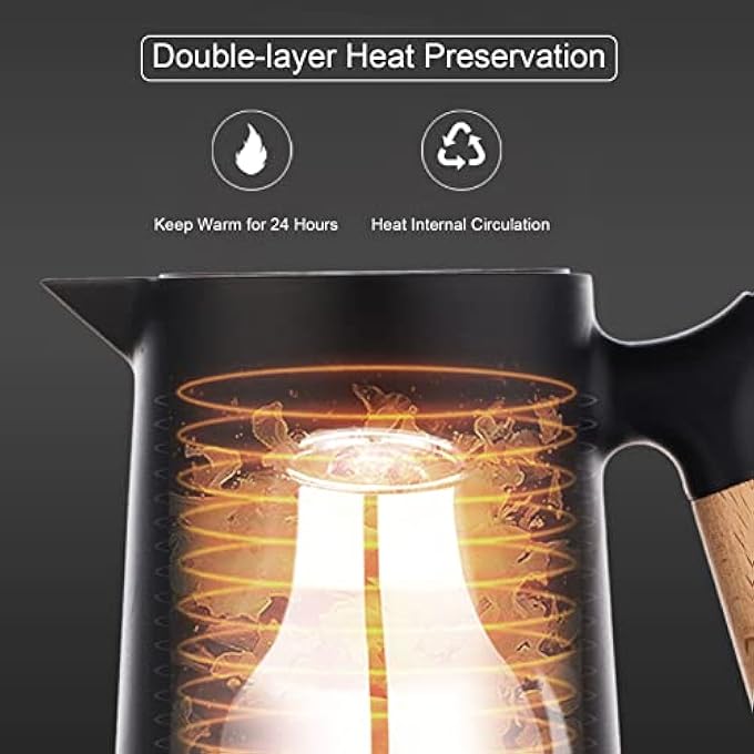 rayihni Large Thermal Coffee Carafe Double Walled Thermos Household Glass Liner Coffee Pot Household Insulation Pot Vacuum Carafes With Removable Tea Infuser And Strainer - Image 5