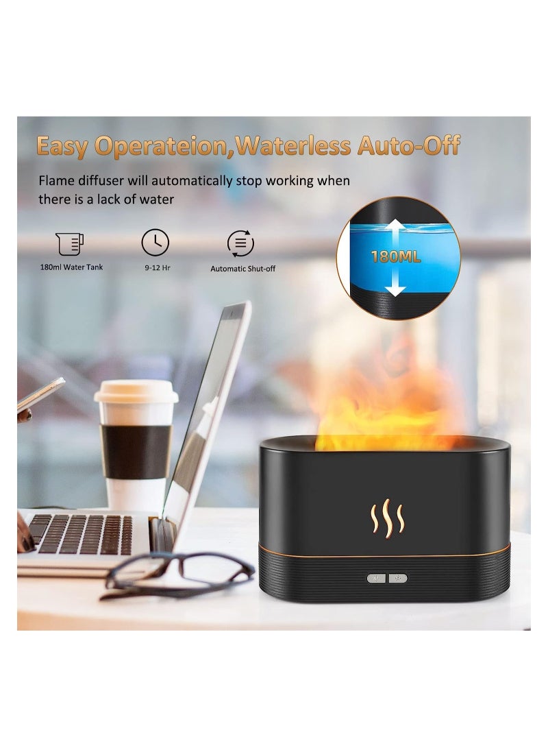 ELTRAZONE Flame Diffuser Humidifier-Auto Off 180ml Essential Oil Diffuser-2 Modes Brightness Aroma Humidifier with Fire Flame Effect for Home,Office,Spa,Gym(Black) - Image 4