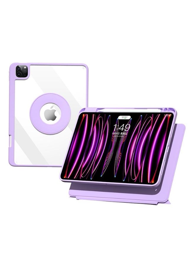 KLIK Stylish iPad Magnetic Case with Apple Pencil Case Foldable Stand [2023 Upgrade] 360 Rotation, Magnetic Slide Rails Design for iPad Case Purple.