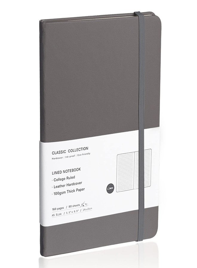 EMOMAS Lined Journal Notebook, (Dark Gray), 160 Pages, Medium 5.7 inches x 8 inches - 100 gsm Thick Paper, Hardcover - Image 1