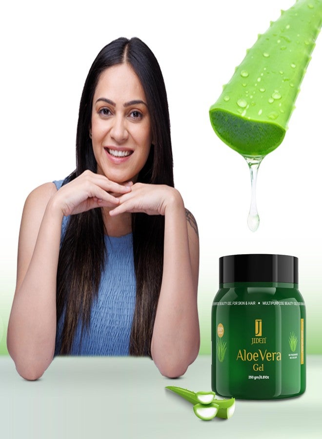 JIDEN 100% Natural Aloe Vera Gel- 250g, Beauty Gel for Skin & Hair Enriched with Aloe vera Gel, Vitamin E, Tulsi & Neem, Non-Sticky, Quick Absorbing, Hydrating, Moisturizing Gel for Men & Women - Image 3