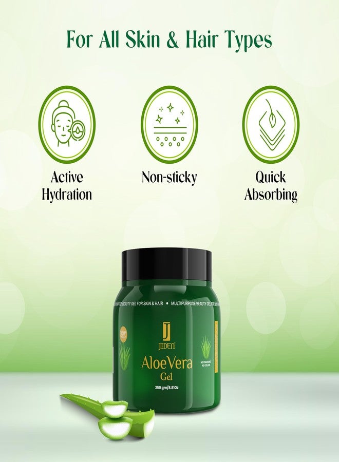 JIDEN 100% Natural Aloe Vera Gel- 250g, Beauty Gel for Skin & Hair Enriched with Aloe vera Gel, Vitamin E, Tulsi & Neem, Non-Sticky, Quick Absorbing, Hydrating, Moisturizing Gel for Men & Women - Image 2