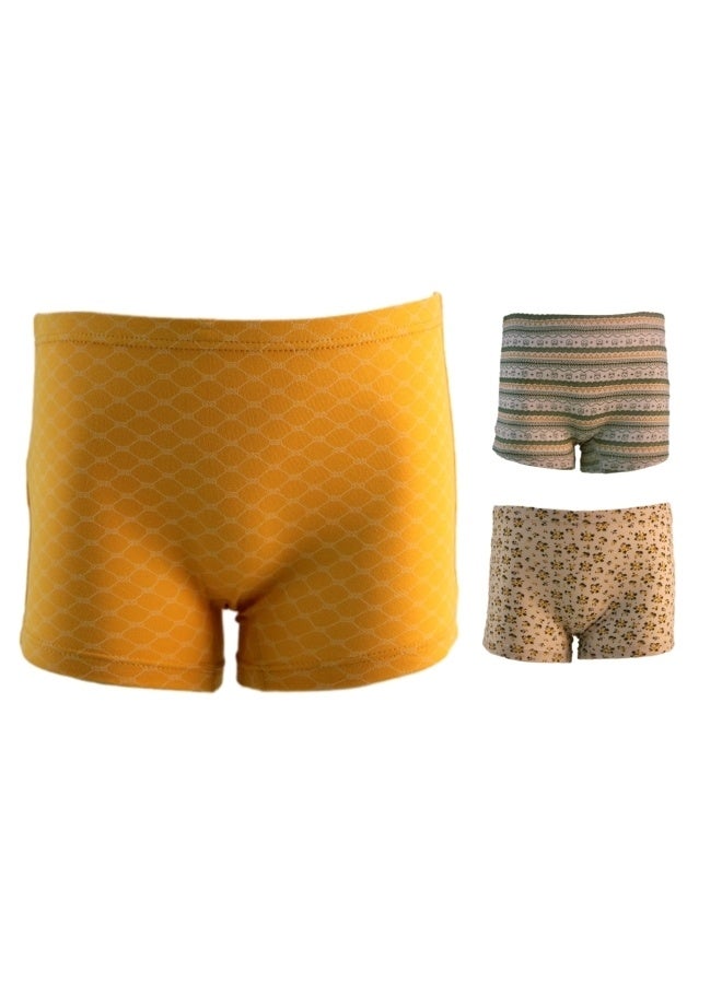 JOANNA 870167 Girl's Multiple Design Boyshort 3-Pack Underwear, Multicolor - Image 1