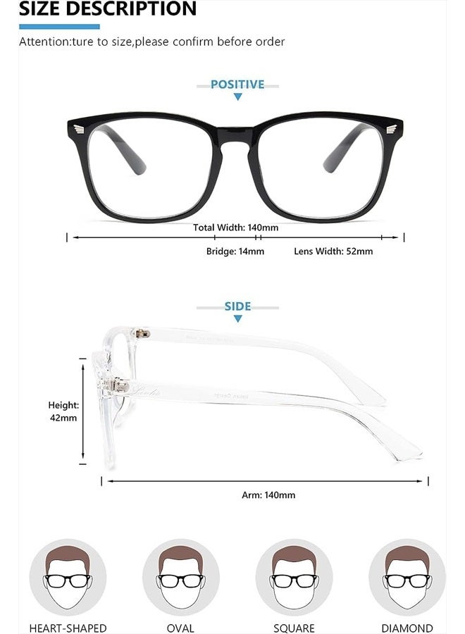 livho 2 Pack Blue Light Blocking Glasses, Computer Reading/Gaming/TV/Phones Glasses for Women Men,Anti Eyestrain & UV Glare (Light Black+Clear)  - Image 2