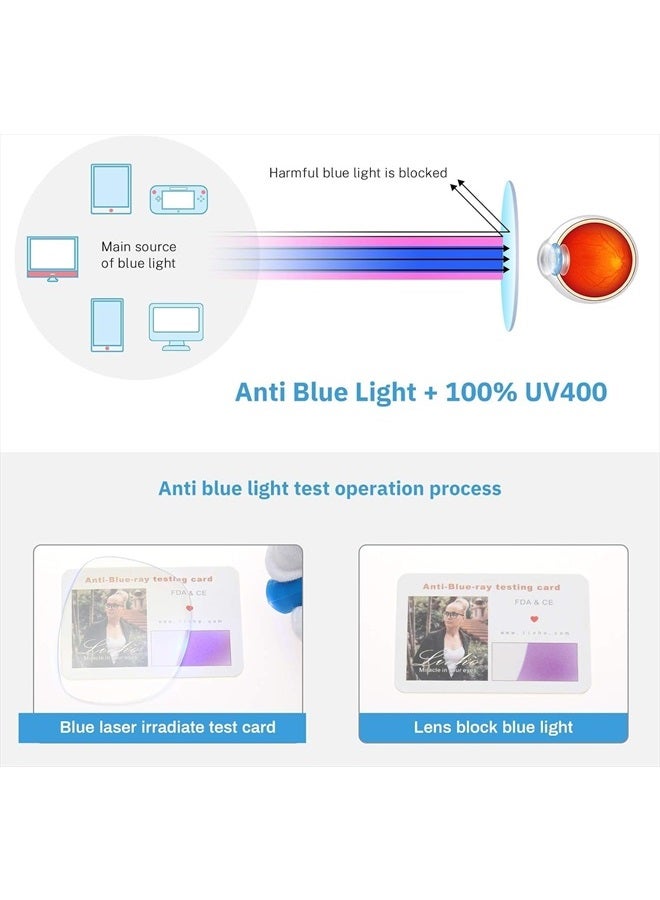 livho 2 Pack Blue Light Blocking Glasses, Computer Reading/Gaming/TV/Phones Glasses for Women Men,Anti Eyestrain & UV Glare (Light Black+Clear)  - Image 4