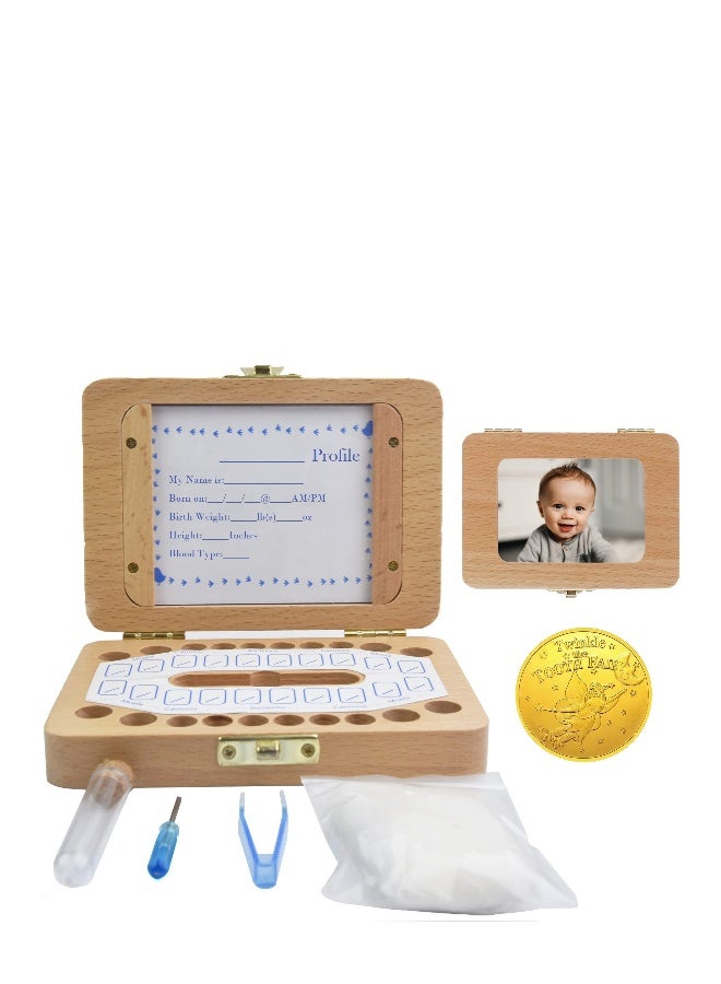 Baby Tooth Keepsake Box, Baby Tooth Fairy Keepsake Box, Baby Keepsake Wooden Storage Box, Children Memory Boxes to Save First Teeth & Hair, Newborn Baby Birthday and Shower Gift - Image 1