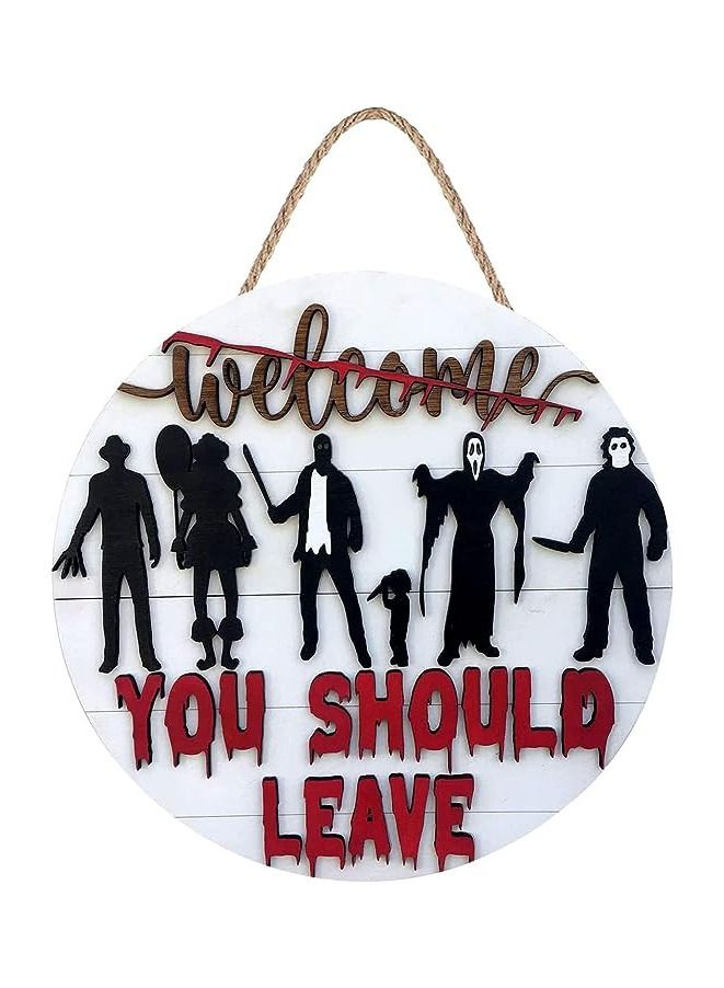 Festivals Horror Welcome Sign for Front Door Classic 3D Pattern Door Sign Wreath for Home Party Indoor Outdoor Hanging Decoration