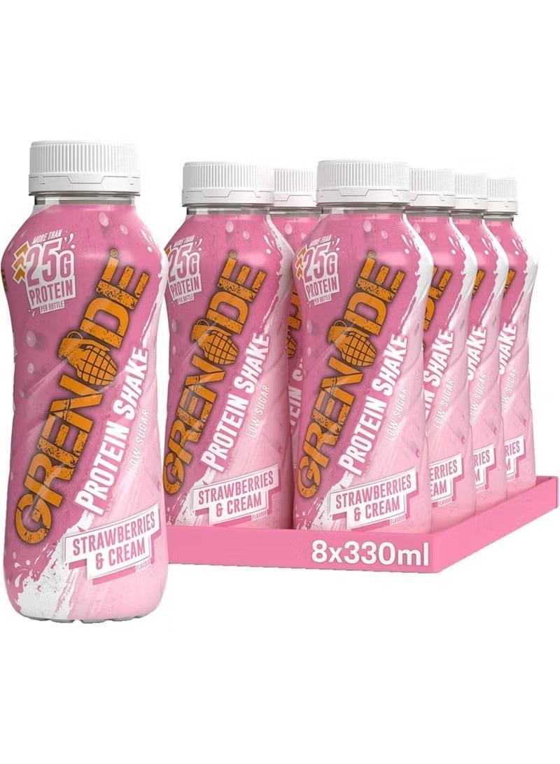 Grenade Protein Shake Strawberry & Cream 330ml – Pack of 8 - Image 1