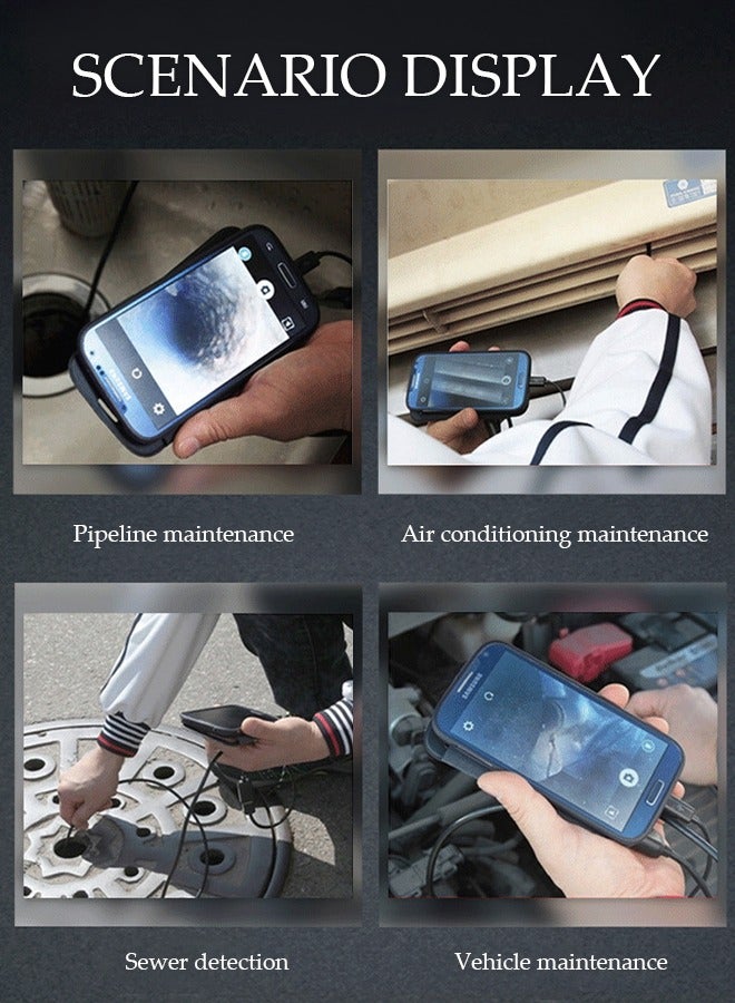 Loquat Endoscope Camera with Light, 30W Pixel Borescope Tools with 8 Adjustable LED Lights, Endoscope with 3M Semi-Rigid Snake Camera, 5.5mm IP67 Waterproof Inspection Camera for Android（3M） - Image 2