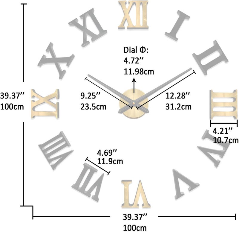 VANGOLD Vintage Roman Numerals Wall Clock for Living Room Decor, Decorative Wall Clocks Battery Operated (Gold Home Decoration) - Image 3