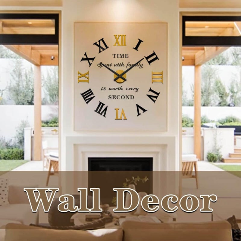 VANGOLD Vintage Roman Numerals Wall Clock for Living Room Decor, Decorative Wall Clocks Battery Operated (Gold Home Decoration) - Image 2