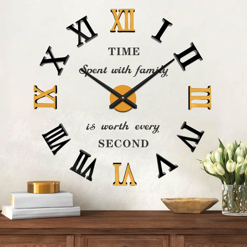 VANGOLD Vintage Roman Numerals Wall Clock for Living Room Decor, Decorative Wall Clocks Battery Operated (Gold Home Decoration) - Image 1