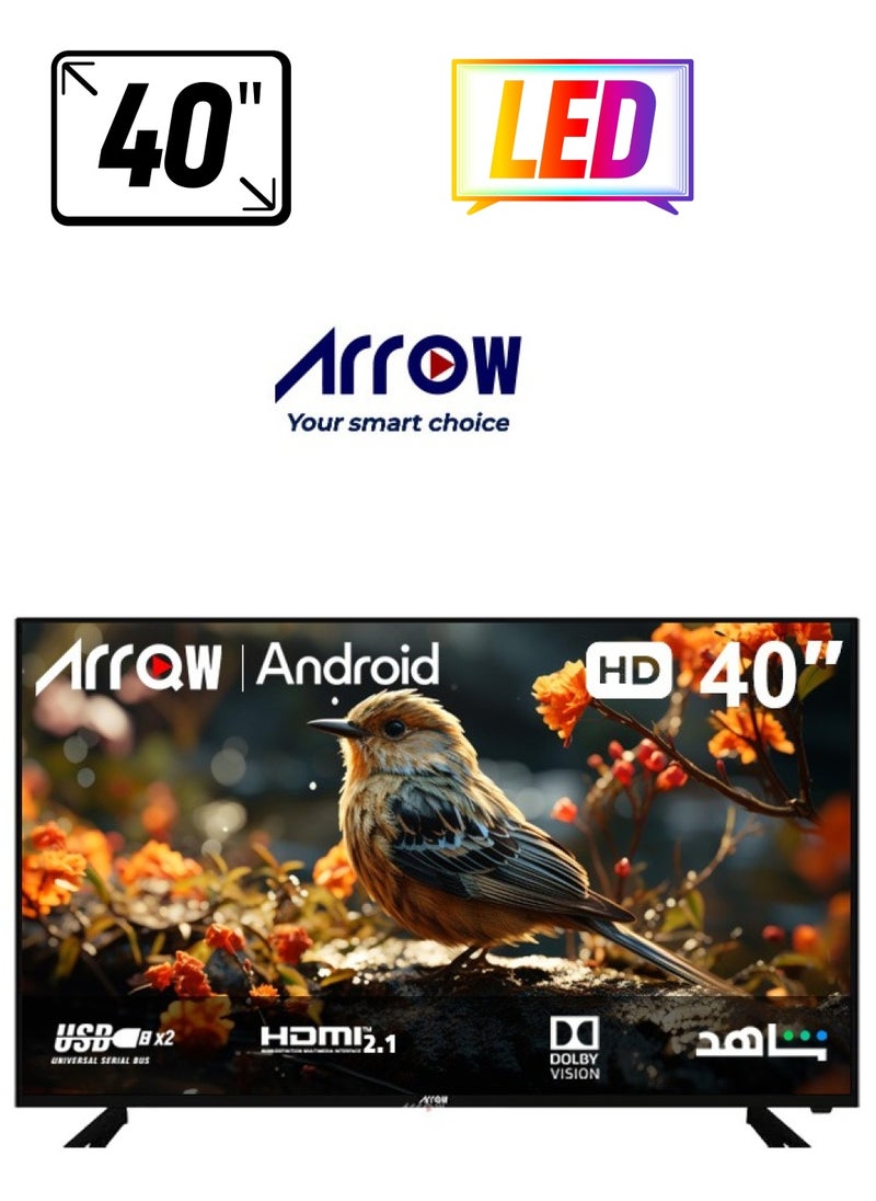 ARRQW - 40 Inch 2K HD Android Smart LED TV with Wall Stand, High Definition Display, Smart Features, Modern Design | Model Name: RO-40LDES - Image 1