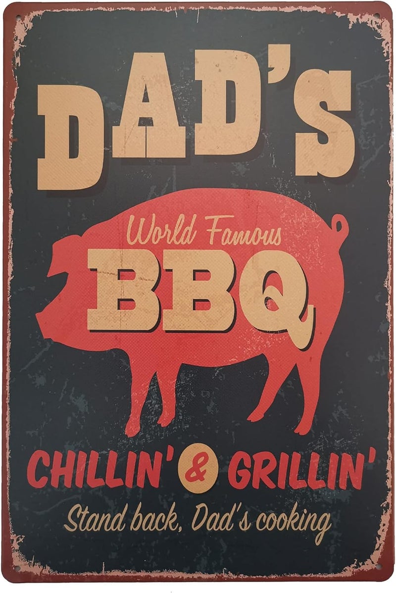 ERLOOD ERLOOD Warning BBQ Zone Vintage Tin Signs OutdoorRetro Metal Wall Poster Decorative Tin Sign 8 x 12 DADs BBQ - Image 1