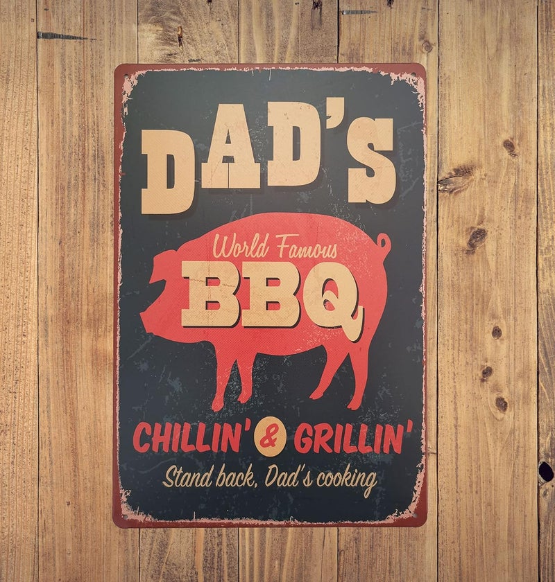 ERLOOD ERLOOD Warning BBQ Zone Vintage Tin Signs OutdoorRetro Metal Wall Poster Decorative Tin Sign 8 x 12 DADs BBQ - Image 4