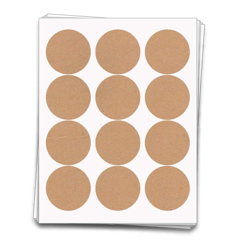 120 Sheet Labels for Canning Jar Lids 25 inch Round Brown Kraft