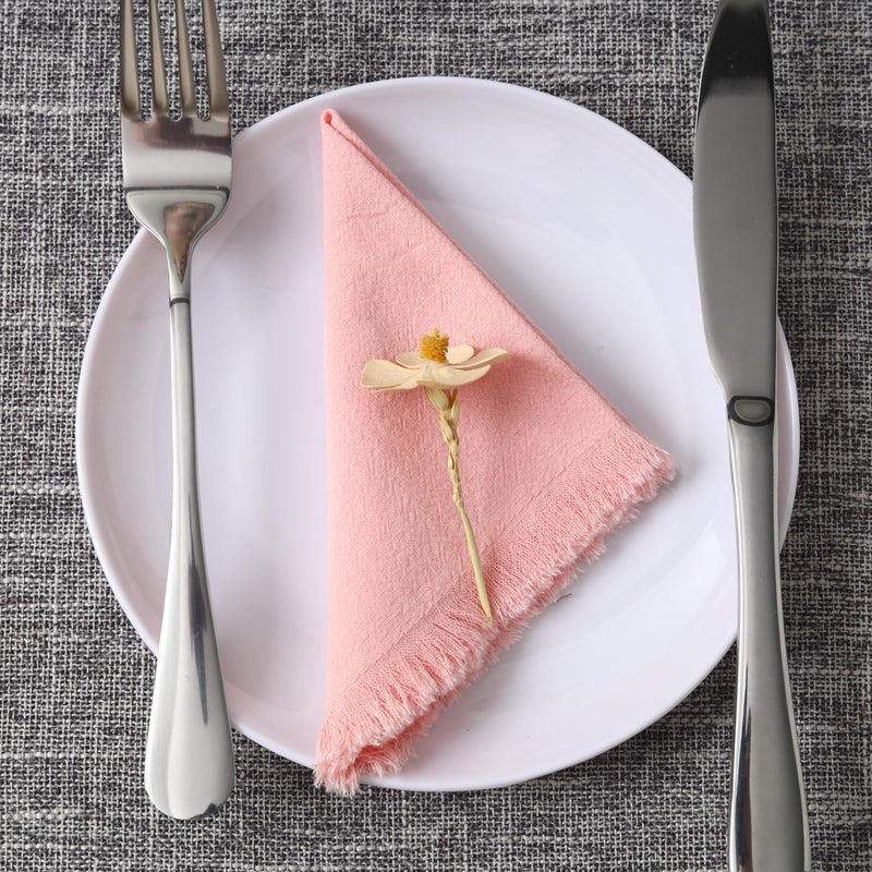 Urby Eco Hanky 10x10in Reusable Cotton Napkins (Rustic Fringe). Small Cloth Napkins. Ideal Use As Kids Napkins for Lunch.Dinners.Occasions Like Weddings Birthday Cocktail Parties. (LPK 6pk). - Image 2