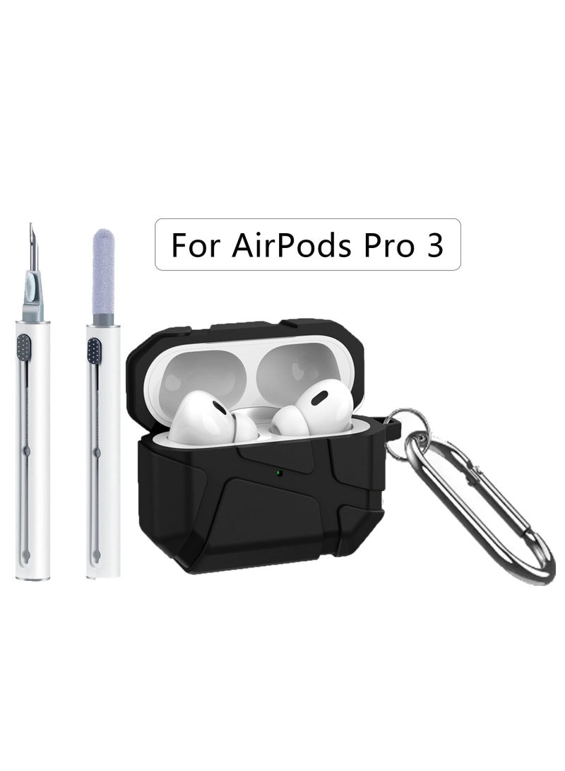 QIRG Compatible with AirPods Pro 3 Case , Plaid Patterned TPU Black Shock-Absorb 360° Protection Water Resistant Material 3D Element  Fashion With cleaning kit - Image 1