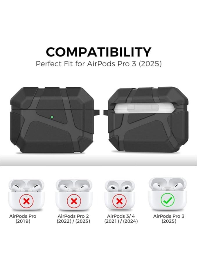 QIRG Compatible with AirPods Pro 3 Case , Plaid Patterned TPU Black Shock-Absorb 360° Protection Water Resistant Material 3D Element  Fashion With cleaning kit - Image 2